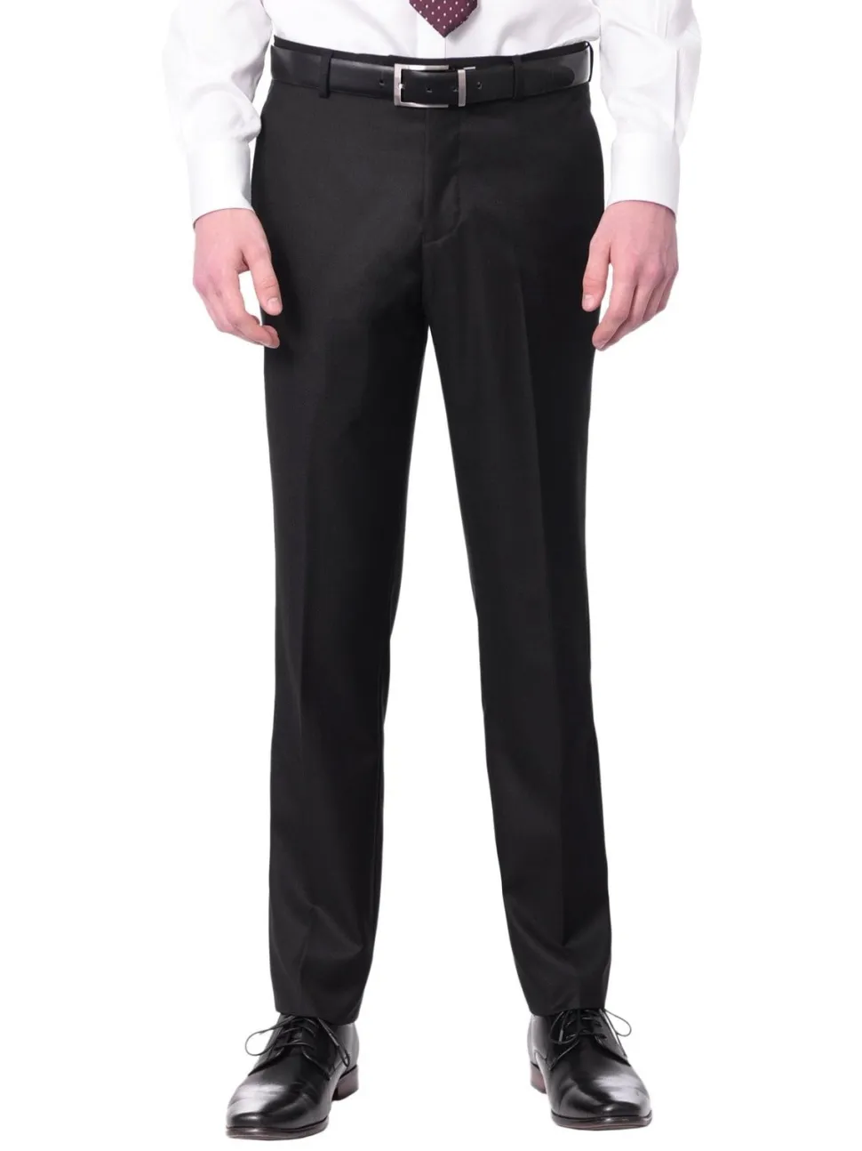 Raphael Mens Solid Black Slim Fit 2 Button Suit