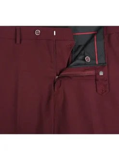 Raphael Mens Solid Burgundy Slim Fit Flat Front Dress Pants