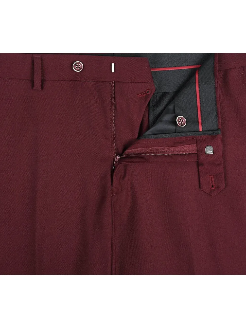 Raphael Mens Solid Burgundy Slim Fit Flat Front Dress Pants