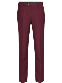 Raphael Mens Solid Burgundy Slim Fit Flat Front Dress Pants