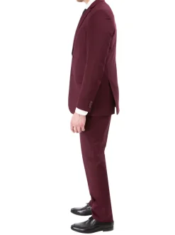 Raphael Mens Solid Burgundy Slim Fit Suit