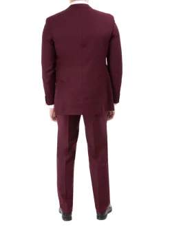 Raphael Mens Solid Burgundy Slim Fit Suit