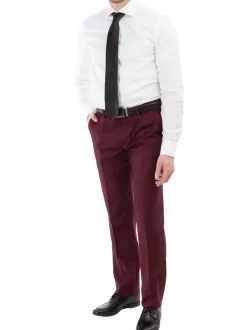 Raphael Mens Solid Burgundy Slim Fit Suit