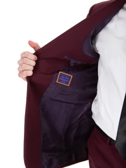 Raphael Mens Solid Burgundy Slim Fit Suit