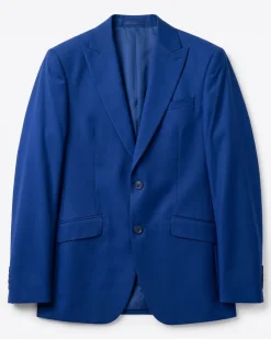 Raphael Mens Solid French Blue Slim Fit Peak Lapel 2-Button Suit