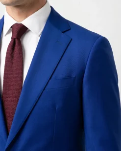 Raphael Mens Solid French Blue Slim Fit Peak Lapel 2-Button Suit
