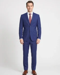 Raphael Men's Solid French Blue Regular Classic Fit Two Button Formal Suit