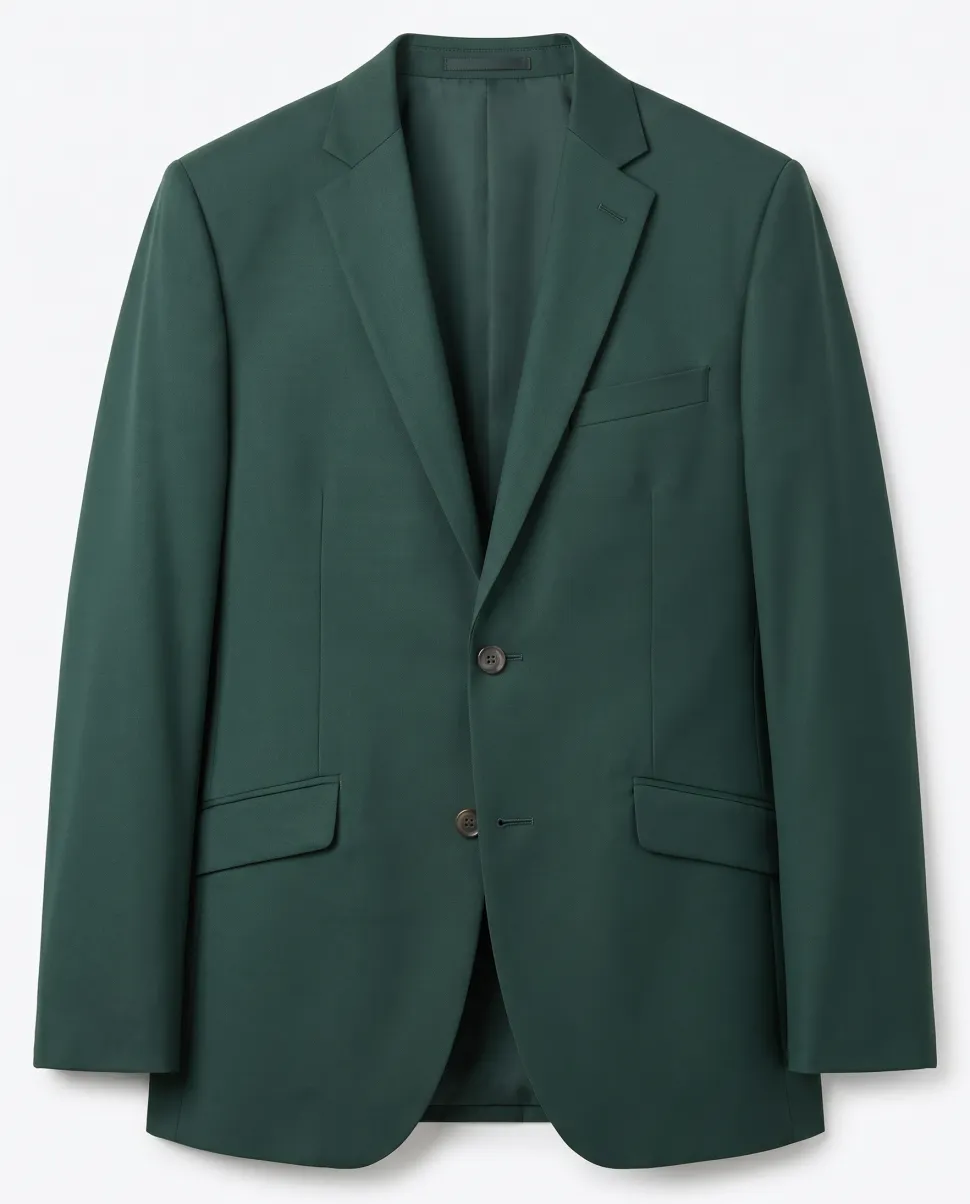Raphael Mens Solid Green Regular Fit Two Button Suit