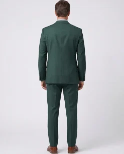 Raphael Mens Solid Green Regular Fit Two Button Suit