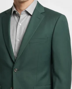 Raphael Mens Solid Green Regular Fit Two Button Suit