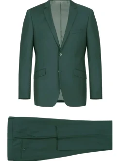 Raphael Mens Solid Hunter Green Slim Fit Two Button Suit