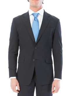 Raphael Mens Solid Navy Blue Slim Fit Stretch 2 Button Blazer Sportcoat
