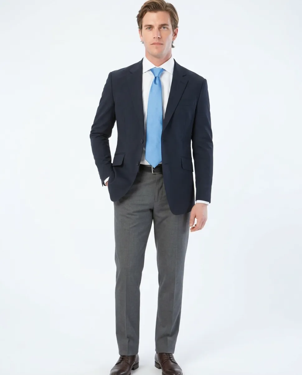 Raphael Mens Solid Navy Blue Slim Fit Stretch 2 Button Blazer Sportcoat
