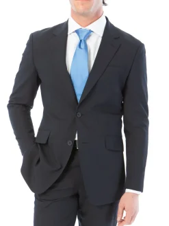 Raphael Mens Solid Navy Blue Slim Fit Stretch 2 Button Blazer Sportcoat