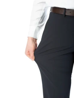 Raphael Mens Solid Navy Blue Slim Fit Flat Front Prehemmed Stretch Dress Pants
