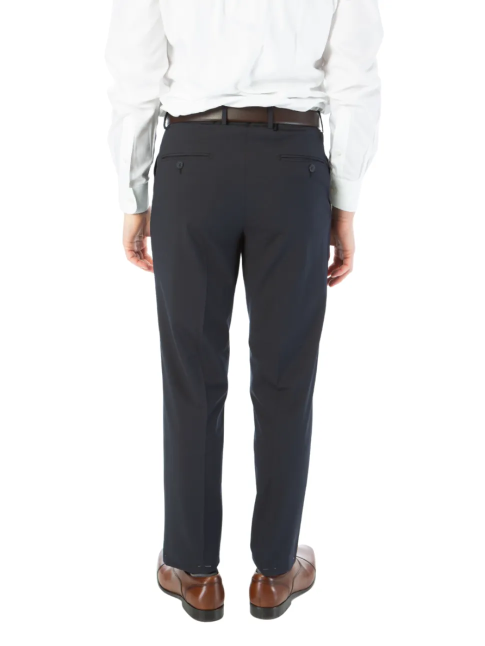 Raphael Mens Solid Navy Blue Slim Fit Flat Front Prehemmed Stretch Dress Pants