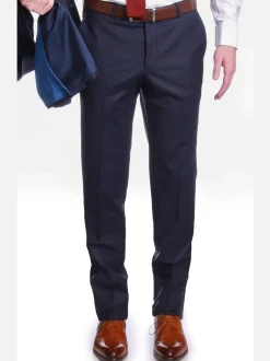 Raphael Mens Solid Navy Blue Slim Fit 2 Piece Suit With Peak Lapels