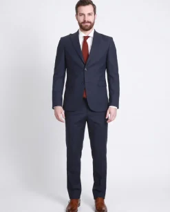 Raphael Mens Solid Navy Blue Slim Fit 2 Piece Suit With Peak Lapels