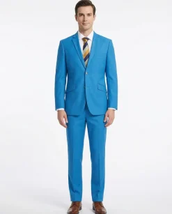 Raphael Mens Solid Sky Blue Slim Fit 2 Piece Suit