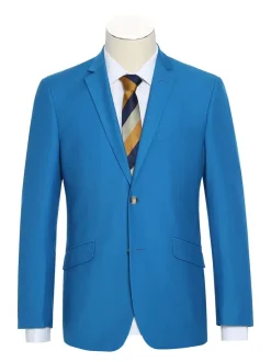 Raphael Mens Solid Sky Blue Slim Fit 2 Piece Suit