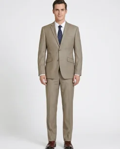 Raphael Mens Solid Taupe Brown Regular Fit 2 Piece Suit