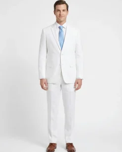 Raphael Mens Solid White Notch Lapel Classic Fit 100% Linen suit