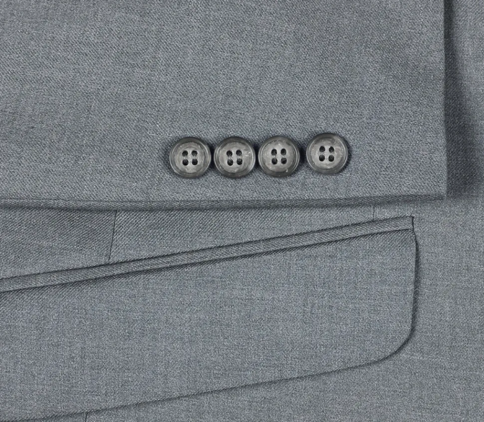 Raphael Men’s Stretch Light Gray Slim Fit Notch Lapel Two Button Suit