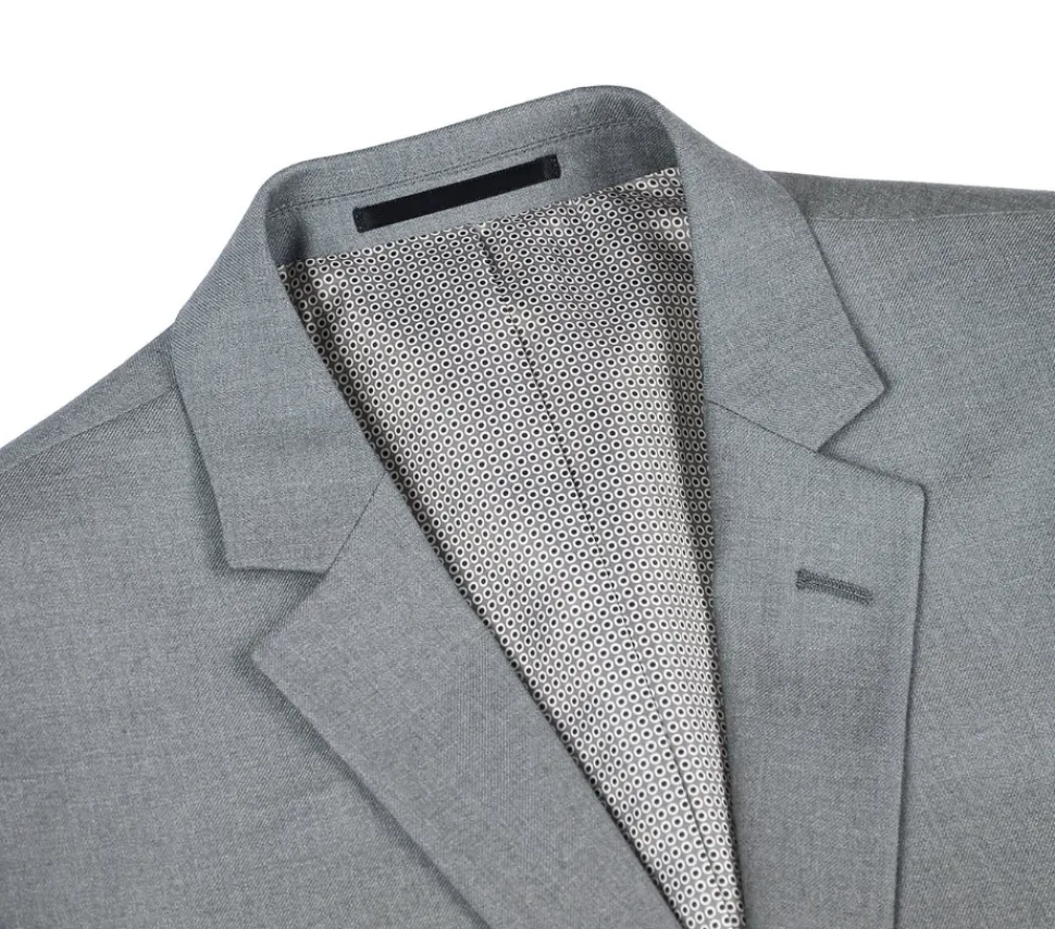 Raphael Men’s Stretch Light Gray Slim Fit Notch Lapel Two Button Suit