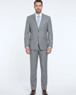 Raphael Men’s Stretch Light Gray Slim Fit Notch Lapel Two Button Suit