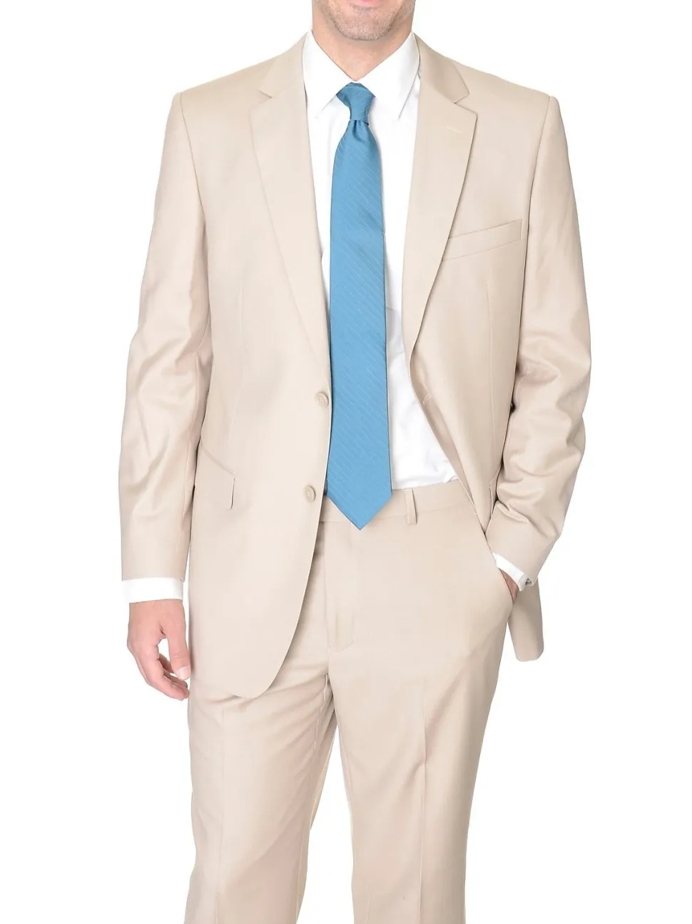 Raphael Mens Tan Light Brown Slim Fit Two Button Suit