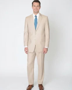 Raphael Mens Tan Light Brown Slim Fit Two Button Suit