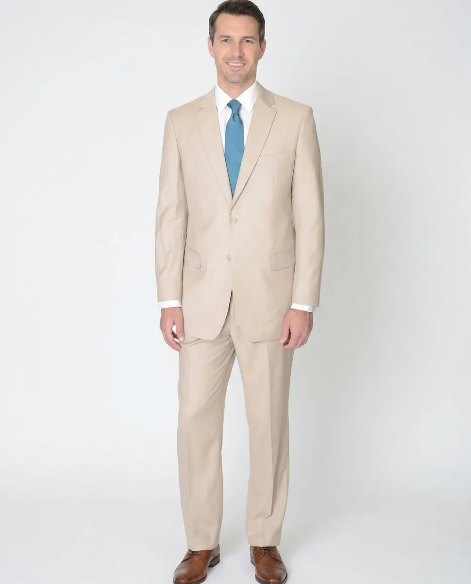 Raphael Mens Tan Light Brown Slim Fit Two Button Suit