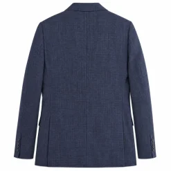 Raphael Mens Textured Blue Slim Fit Notch Lapel 2-Button Wool Suit