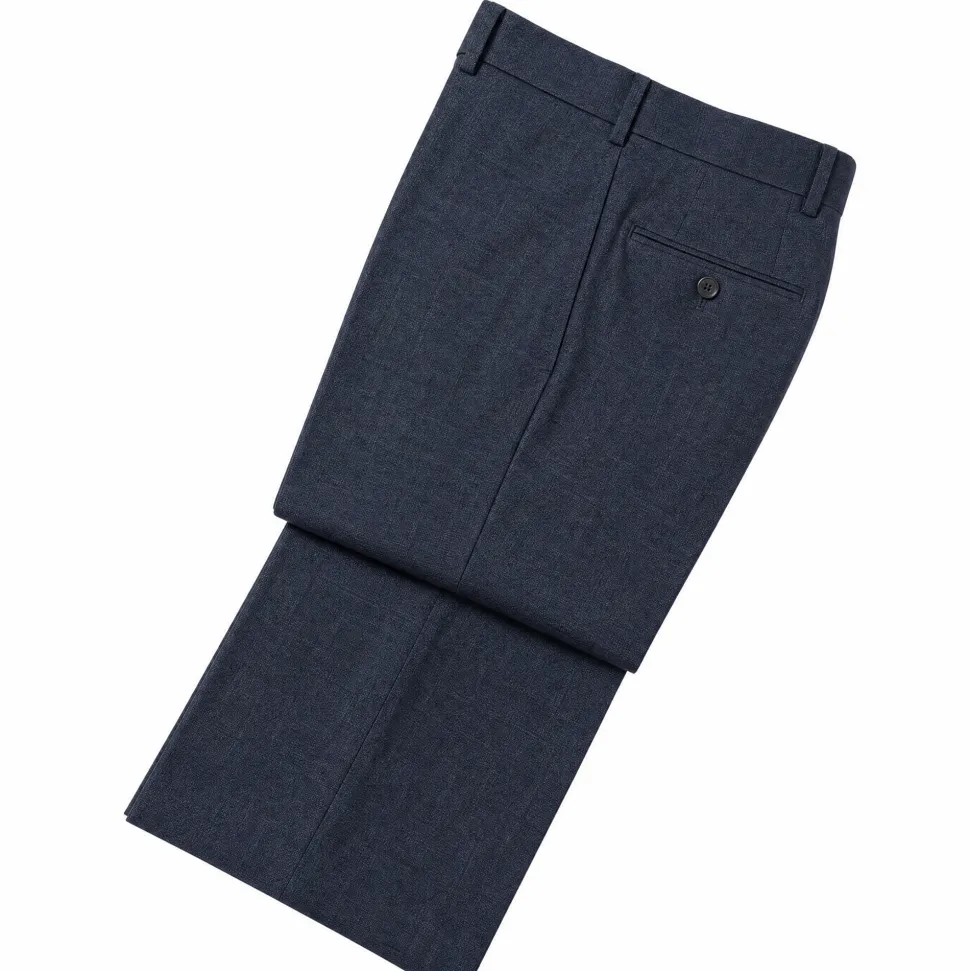 Raphael Mens Textured Blue Slim Fit Notch Lapel 2-Button Wool Suit