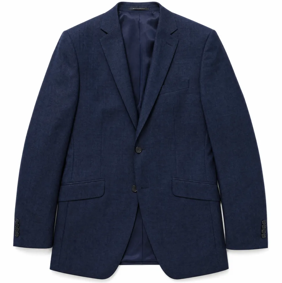 Raphael Mens Textured Blue Slim Fit Notch Lapel 2-Button Wool Suit