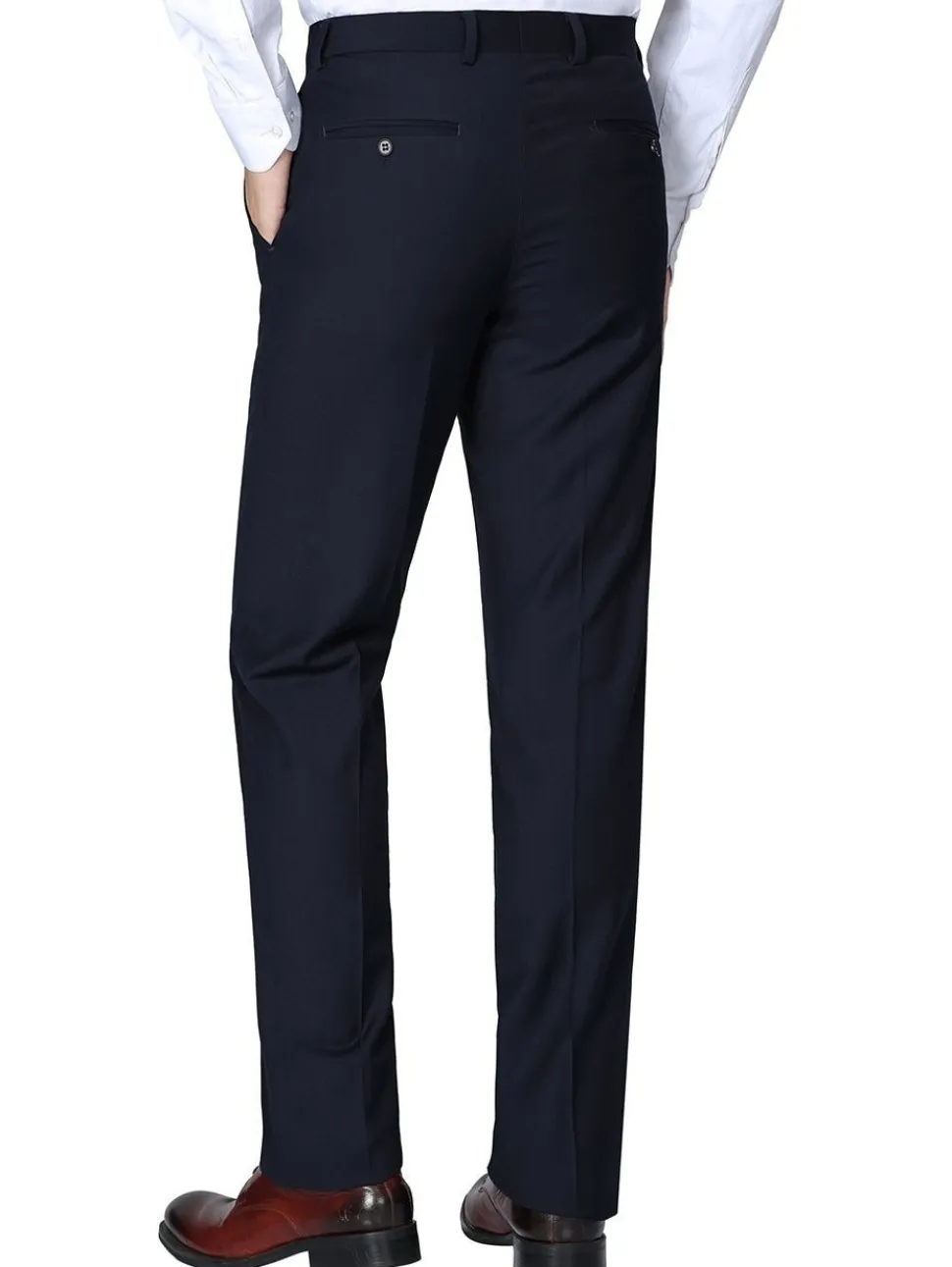 Raphael Men's Washable Flat Front Slim Fit Navy Blue Dress Pants