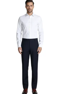 Raphael Men's Washable Flat Front Slim Fit Navy Blue Dress Pants