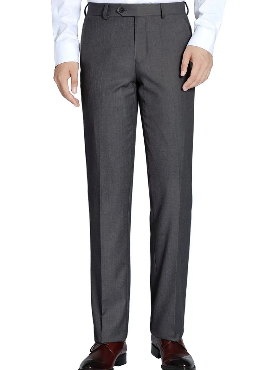 Raphael Men's Washable Flat Front Slim Fit Gray Dress Pants