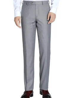 Raphael Men's Washable Flat Front Slim Fit Light Gray Dress Pants
