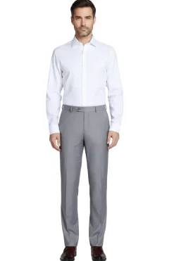 Raphael Men's Washable Flat Front Slim Fit Light Gray Dress Pants