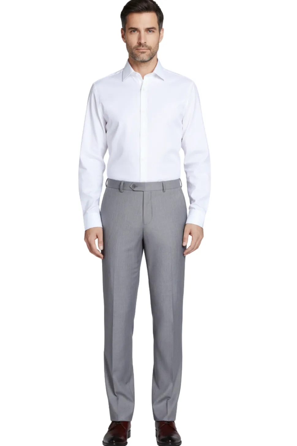 Raphael Men's Washable Flat Front Slim Fit Light Gray Dress Pants