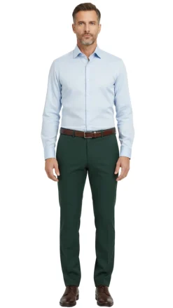 Raphael Men's Washable Flat Front Slim Fit Hunter Green Dress Pants