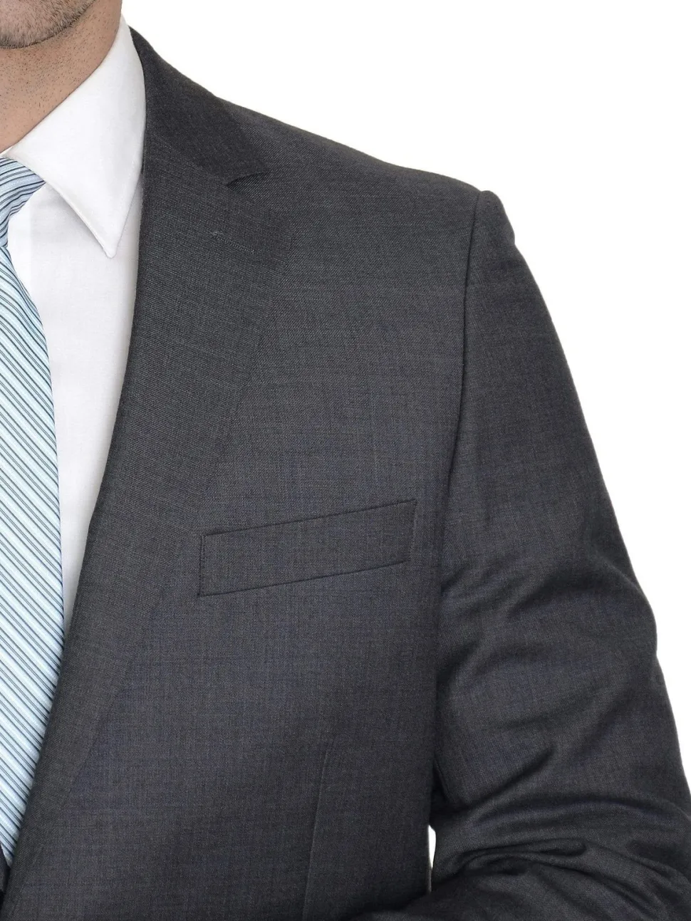 Raphael Modern Fit Solid Gray Two Button Wool Suit