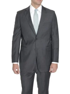 Raphael Modern Fit Solid Gray Two Button Wool Suit