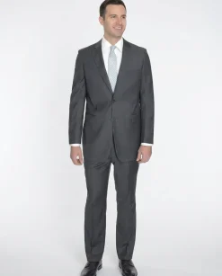 Raphael Modern Fit Solid Gray Two Button Wool Suit