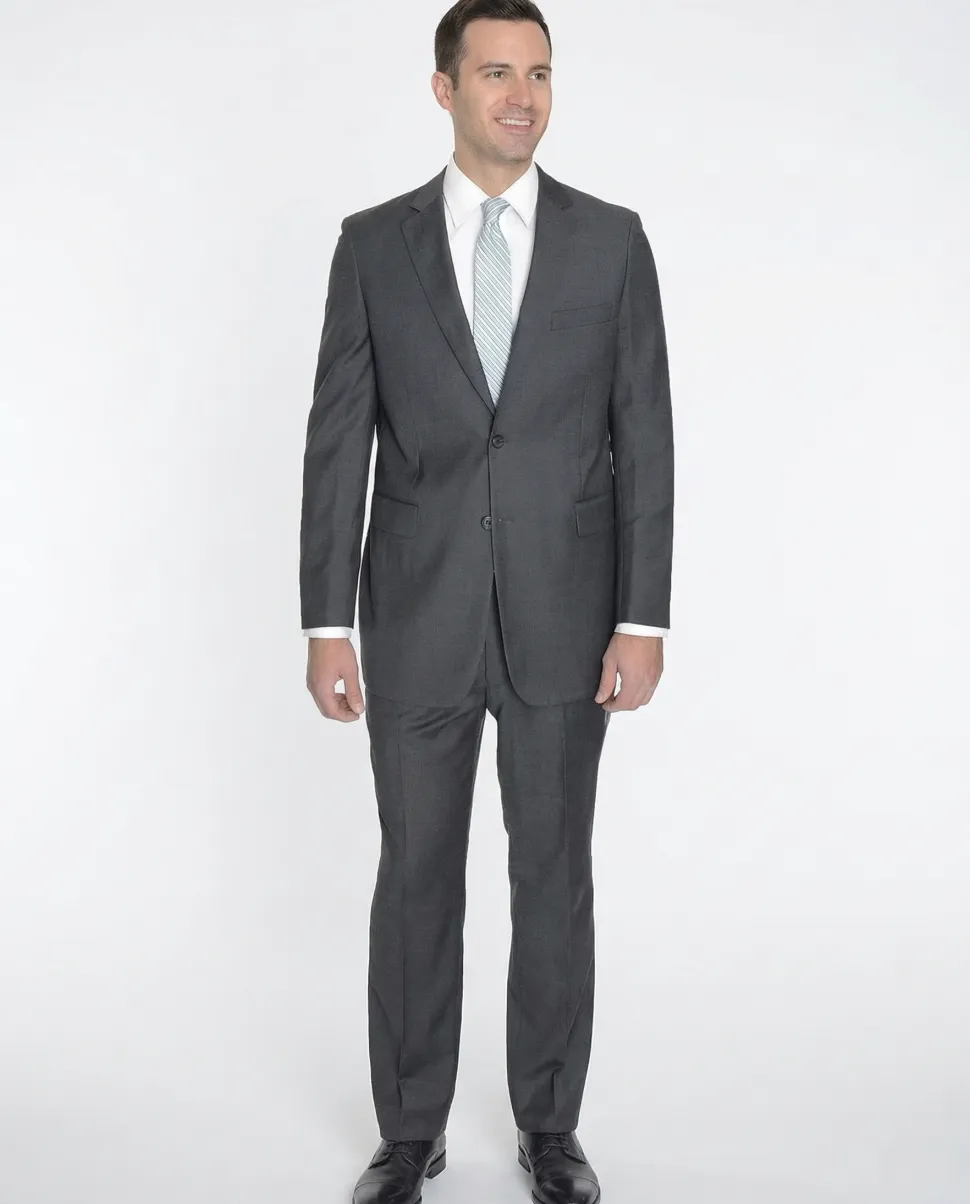 Raphael Modern Fit Solid Gray Two Button Wool Suit
