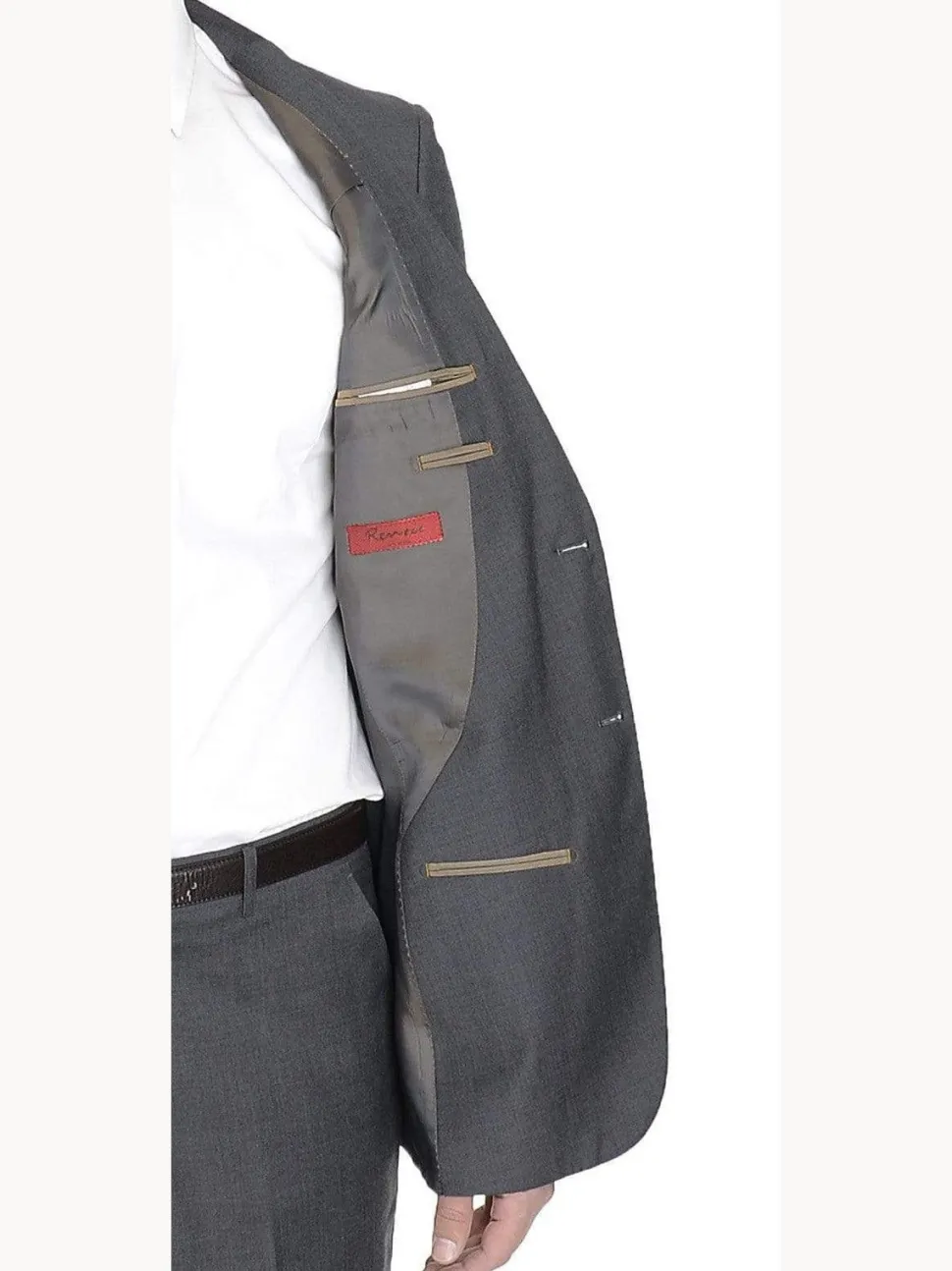 Raphael Modern Fit Solid Gray Two Button Wool Suit
