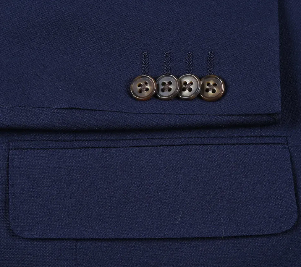 Raphael Navy Blue with Purple Lining Classic Fit Two-Button Notch Lapel Blazer