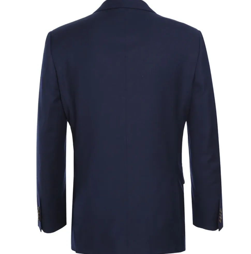 Raphael Navy Blue with Purple Lining Classic Fit Two-Button Notch Lapel Blazer