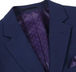 Raphael Navy Blue with Purple Lining Classic Fit Two-Button Notch Lapel Blazer